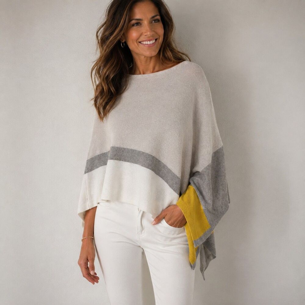 TOMMY BAHAMA Women's Merino Wool Blend Asymmetric Poncho Sweater One Size